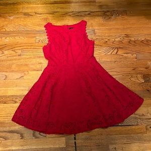 City studios, red lace dress, junior lace fit and flare dress